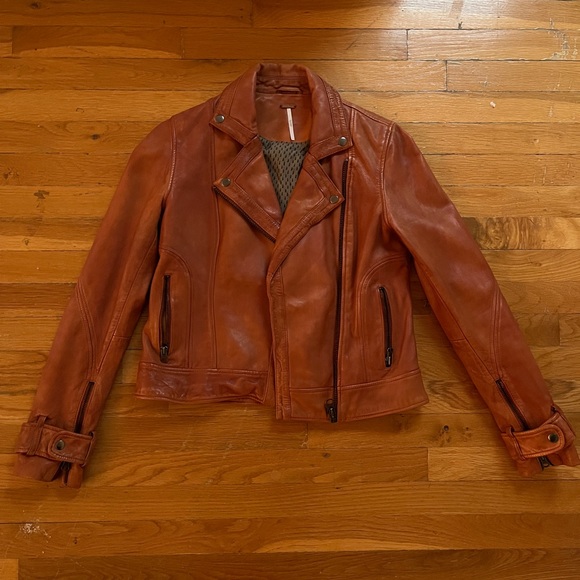 Free People Brown Leather Jacket - Picture 2 of 4